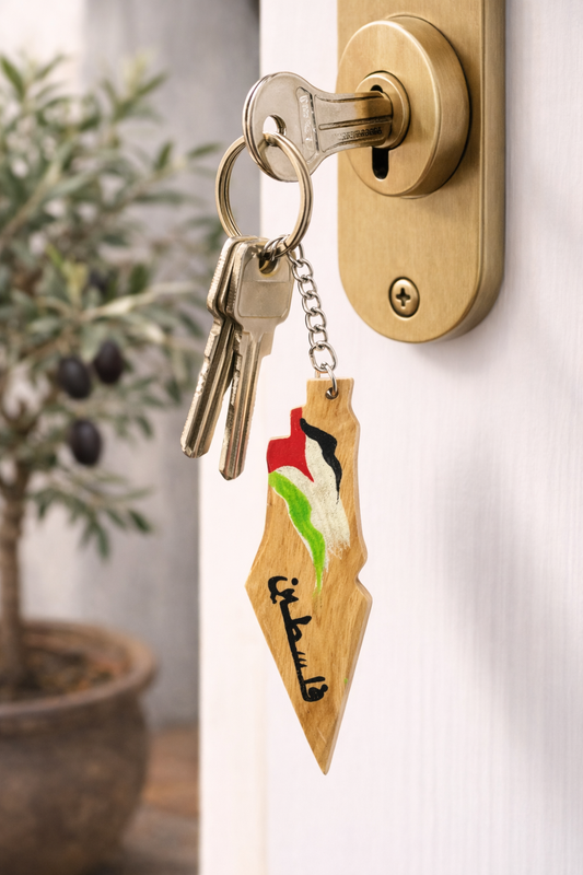 Porte-clés Palestine en bois d’olivier